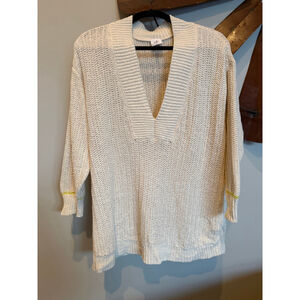 Cabi Croquet Crochet Pullover Sweater Ivory Size Medium EUC